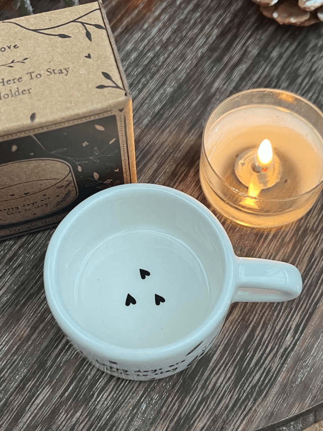 Ceramic Tealight Holder Happy Days