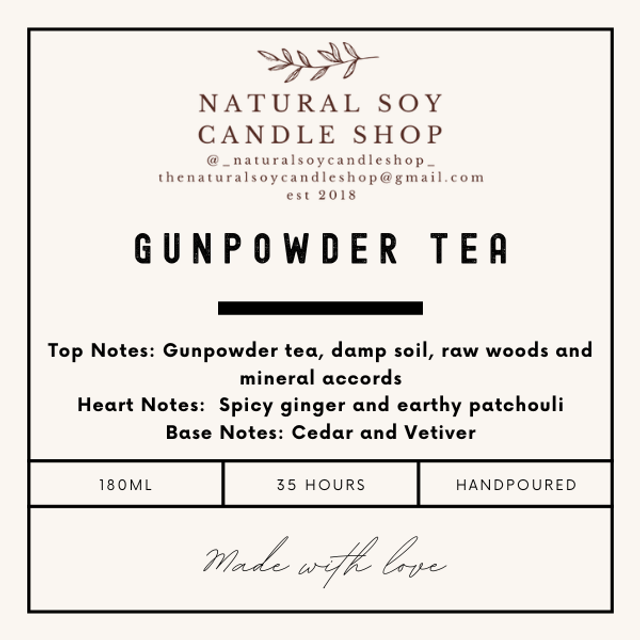 Gunpowder Tea Luxury Scented Candle, Luxury Bonfire Night Candle