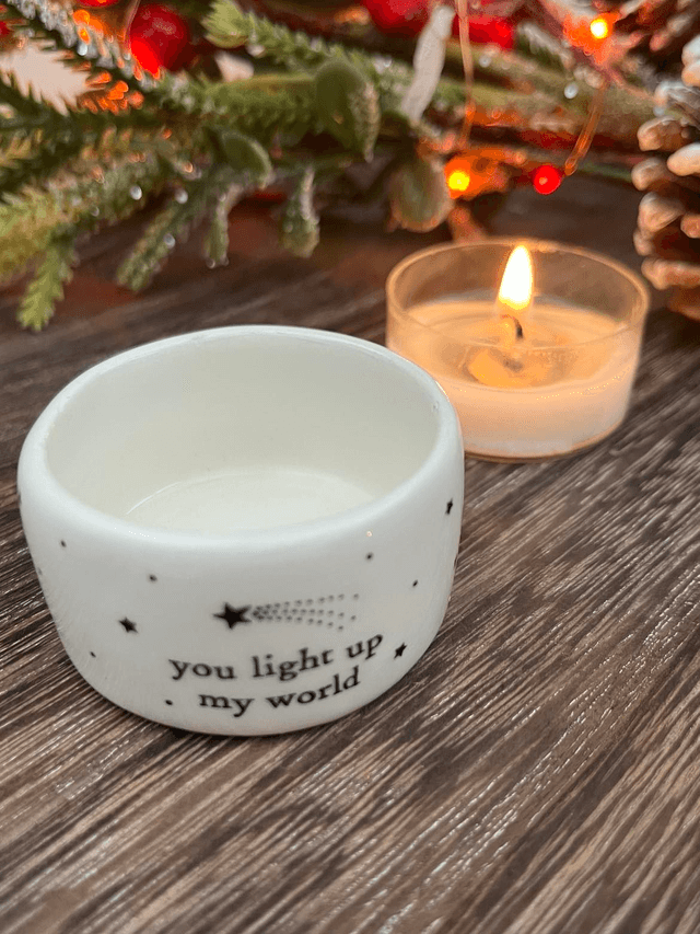 Ceramic Tealight Holder You Light Up My World