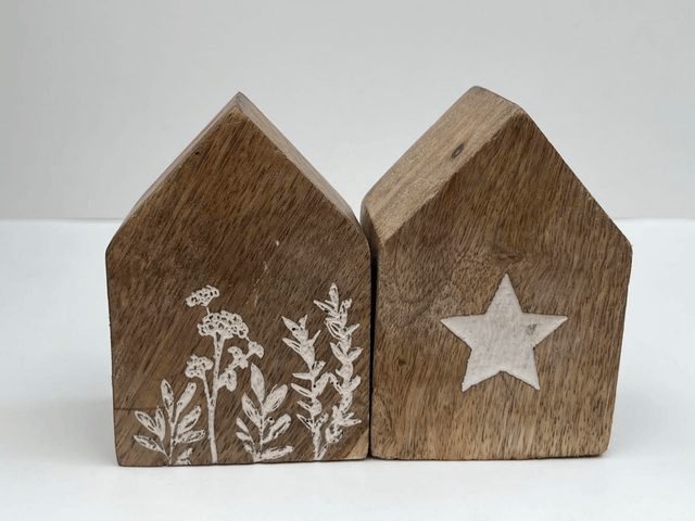 Wooden Block House with Star