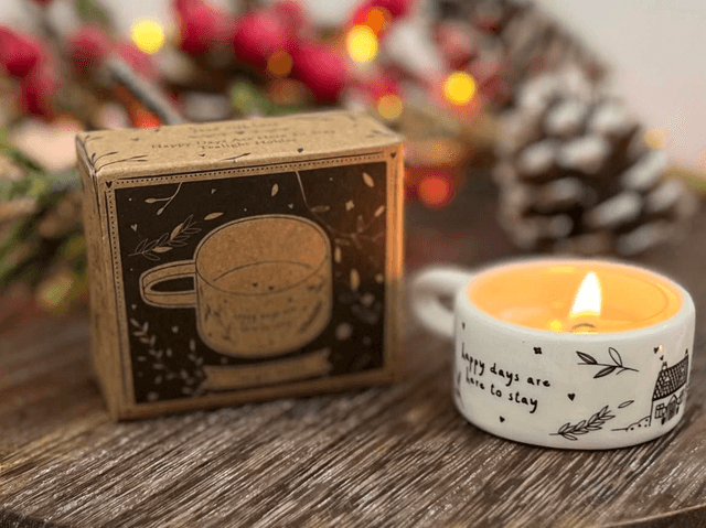 Ceramic Tealight Holder Happy Days