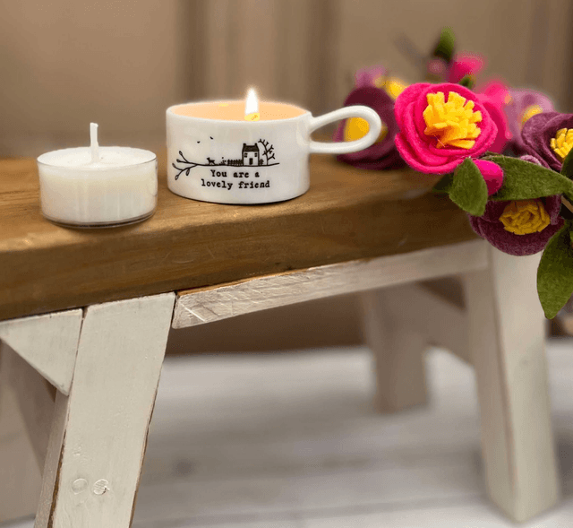 Lovely Friend handled tealight holder